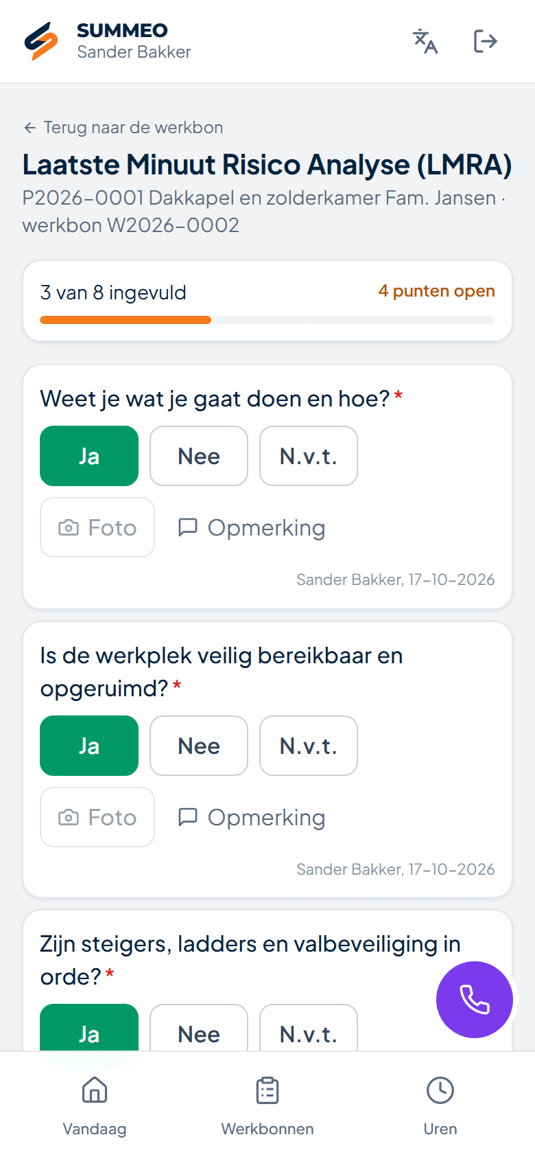 Checklist op de telefoon