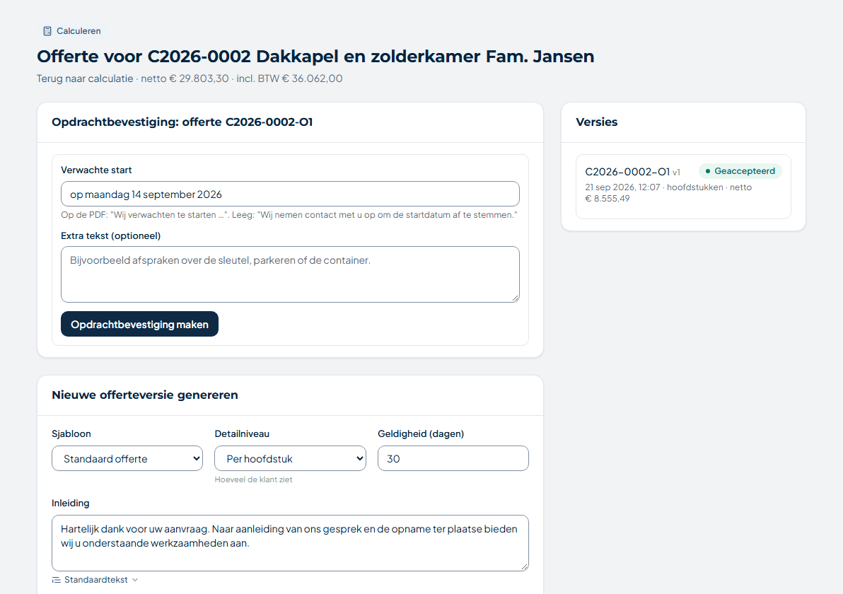 Een offerte in Summeo