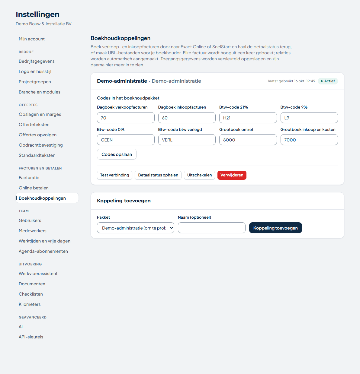 Boekhoudkoppelingen